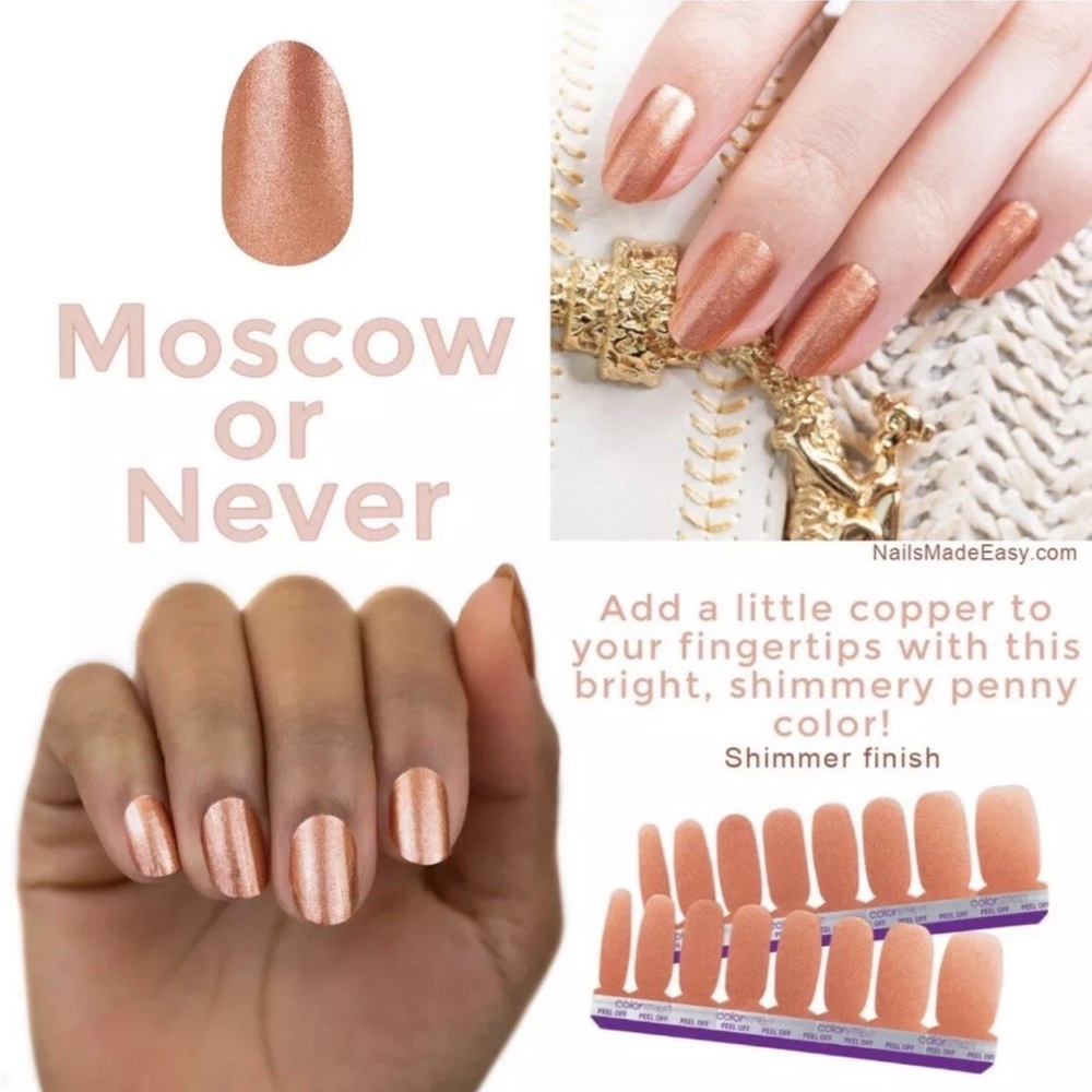 Color Street Moscow or Never Copper Shimmer Press-On Nails